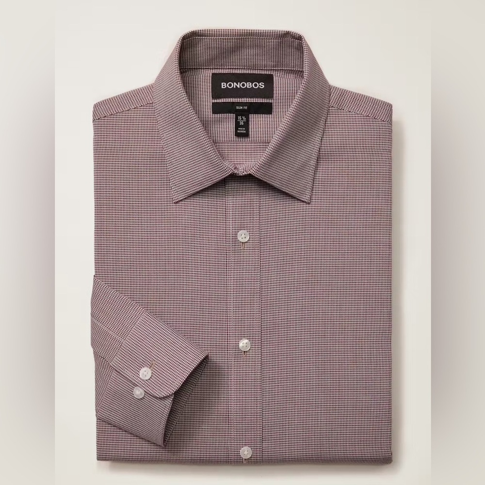 Bonobos Men’s Slim Fit “Weekday Warrior Dress Shirt” in red/burgundy